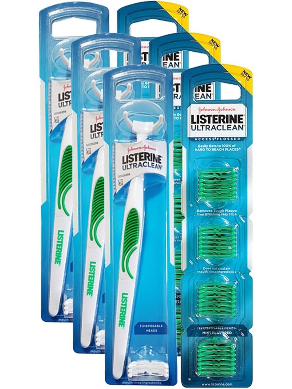 Ultra Clean Flosser for Back Teeth - 3 Reusable Handles & 84 Mint Refills
